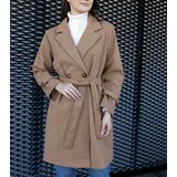 Gemre Elegant Brown Oversized Tie Coat Bahera | shoptok.hr
