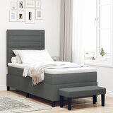 vidaXL Box Spring krevet s madracem i klupicom tamnosivi 90x190 cm tkanina | shoptok.hr
