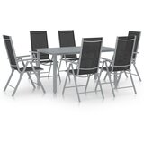  7-dijelni vrtni blagovaonski set aluminijski srebrno-crni | shoptok.hr