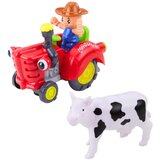  Interaktivni farmerski traktor s prikolicom, figurom krave, svjetlima i zvukovima | shoptok.hr