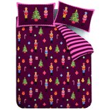 Catherine Lansfield Ružičasta/ljubičasta posteljina za bračni krevet 200x200 cm Nutcracker Stripe – Cijene