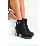 Boto Leather Ankle Boots With Buckle On Heel Black Eftane | shoptok.hr