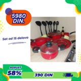 Zotrix set crvenog granitnog posuđa od 15 delova | ePonuda.com