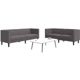 vidaXL Komplet Chesterfield kavčev 2-delna sivo umetno usnje Cene