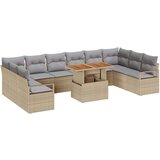  Set vrtnog namještaja s 11 dijelova s jastučićima bež poli ratan dvosed vrtna sofa s pohranom i jastučićima bež poli ratan Cijene
