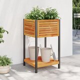 Maison Chic Vrtno cvetlično korito - Cvetlični Lonec s polico 45x45x80 cm akacija in jeklo, (21789795) | Shoptok.si