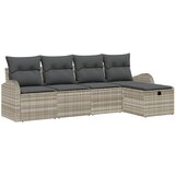 vidaXL 5-delni Vrtni Kavčni Set z Blazinami Svetlo Sivi Poli Ratan, (22093762) | Shoptok.si