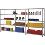 eurokraft pro Skladiščni privijačeni regal, pocinkan, srednje težak, višina regala 2500 mm, širina police 1300 mm, globina 400 mm, priključni regal | Shoptok.si