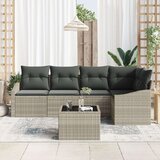 vidaXL 6-delni vrtni jedilni set z blazinami siva poli ratan | Shoptok.si