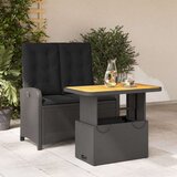 vidaXL 2-dijelni vrtni blagovaonski set s jastucima od poliratana crni | shoptok.hr