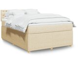 vidaXL Box spring postelja z vzmetnico krem 140x190 cm blago | Shoptok.si