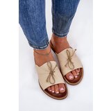 Zazoo 2659 Leather Women's Slippers Beige | Shoptok.si