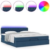  Otomanski krevet s madracem i LED plavi 160x200cm tkanine | shoptok.hr