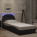 Maison Chic Posteljni okvir - Enojna postelja - Postelja za odrasle z LED lučkami črn 90x200 cm umetno usnje, (21697109) | Shoptok.si