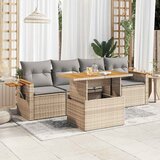 Maison Chic Seti vrtnega pohištva - Vrtna garnitura - Vrtni pohištvo set 5-delna z blazinami bež ratan akacija, (21796367) | Shoptok.si