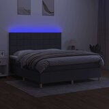  Box spring postelja z vzmetnico LED temno siva 160x200 cm blago, (20789362) | Shoptok.si