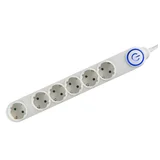 6-kraki razdelilnik z nožnim stikalom, 5m, bel, 1,5 mm2 (NV 06TK-5/WH/1,5)