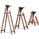 3 Stoječe svetilke 3 kosi črne E27 trden mangov les | Shoptok.si