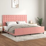 Maison Chic Posteljni okvir - Dvoposteljna postelja - Zakonska postelja z vzglavjem roza 200x200 cm žamet-J6035, (21769451) | Shoptok.si