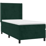 Krevet box spring s madracem LED tamnozeleni 90x200 cm baršun | Eponuda.com