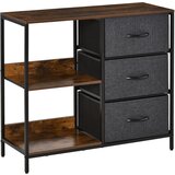 HOMCOM Večnamenska omara s tremi zložljivimi predali iz blaga, pohištvo za dnevno sobo, 80x29x71cm, temno siva, (20745505) | Shoptok.si