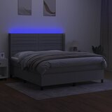  Krevet box spring s madracem LED svjetlosivi 160x200 cm tkanina | shoptok.hr