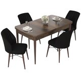 Hanah home trpezarijski set Nef, sto na razvlačenje i 4 stolice, ploča u dekoru drveta Baroque, crna tkanina Jerry | Eponuda.com