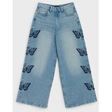 Sinsay Wide leg traperice s visokim strukom s vezenim leptirima | shoptok.hr