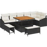 vidaXL set vrtnih sofe s 9 dijelova s jastucima crni poli ratan akacija, dvosjed vrtna sofa s pohranom i jastučićima crni poli ratan, set vrtne blagovaonice s 3 dijela s jastučićima crni poli ratan akacija Cijene
