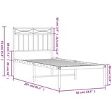 Metalni okvir za krevet s uzglavljem bijeli 80x200 cm | shoptok.hr
