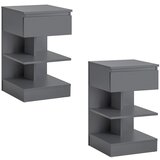 SoBuy Komplet 2 nočnih omaric z enim predalom Sivo 38.99x38.99x65cm Funkcionalen FBT49-HGX2, (5000117412) Cene