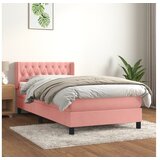 vidaXL Box spring postelja z vzmetnico roza 90x190 cm žamet Cene