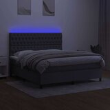  Box spring postelja z vzmetnico LED temno siva 180x200 cm blago, (20788876) | Shoptok.si