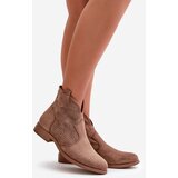 S. BARSKI Women's Openwork Ankle Boots On Flat Heel Brown S.Barski | ePonuda.com