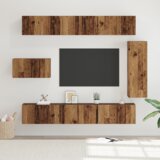 vidaXL Set TV kabineta s policom Ostalo s pohranom s vratima 8 pcs Staro drvo 30.5 x 30 x 90 cm | shoptok.hr