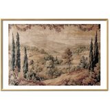  Plakat - Mediterranean Landscape - Old Tapestry with a Hill and Lake 40x60 Zlatni okvir s margom | shoptok.hr