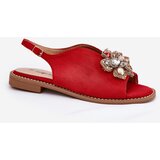 S. BARSKI Women's Sandals On Flat Heel With Decoration S.Barski KV27-001 Red | ePonuda.com