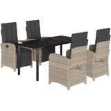  5-dijelni vrtni blagovaonski set od poliratana s jastucima sivi | shoptok.hr