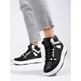 SHELOVET Black and white high sneakers