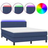 vidaXL Box spring postelja z vzmetnico LED modra 140x190 cm | Shoptok.si