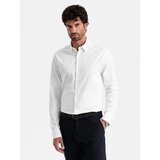 Ombre Classic men's SLIM FIT shirt in satin fabric - white Cijene