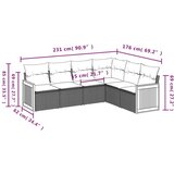  6-dijelni set vrtnih sofa od poliratana s jastucima sivi | shoptok.hr