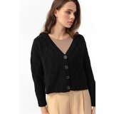Lafaba Women's Black Knitted Detailed Cardigan with a Sharon Knitwear Cene