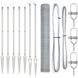 vidaXL Heksagonalna Ograda 1.2x10 m Pocinčani Čelik, Ograda Stupci s Oštricom 7 kom Ø32 mm 140 cm Pocinčani Čelik | shoptok.hr