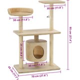  Penjalica za mačke sa stupovima za grebanje od sisala 95 cm bež | Eponuda.com