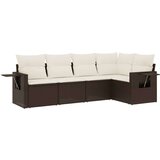  5-dijelni set vrtnih sofa s jastucima poliratan smeđi | shoptok.hr