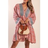 Fenzy Bombažna Mini Obleka S Potiskom, Rdeča | Shoptok.si
