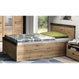 Hom`in postelja 200 cm x 120 cm , leseni material barve hrasta, temno siva | Shoptok.si