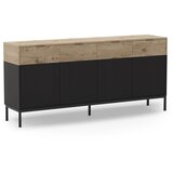 Marckeric Crna/u prirodnoj boji niska komoda u dekoru hrasta 180x80 cm Marion – | shoptok.hr