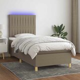  box spring s madracem LED smeđesivi 90x190 cm tkanina | shoptok.hr
